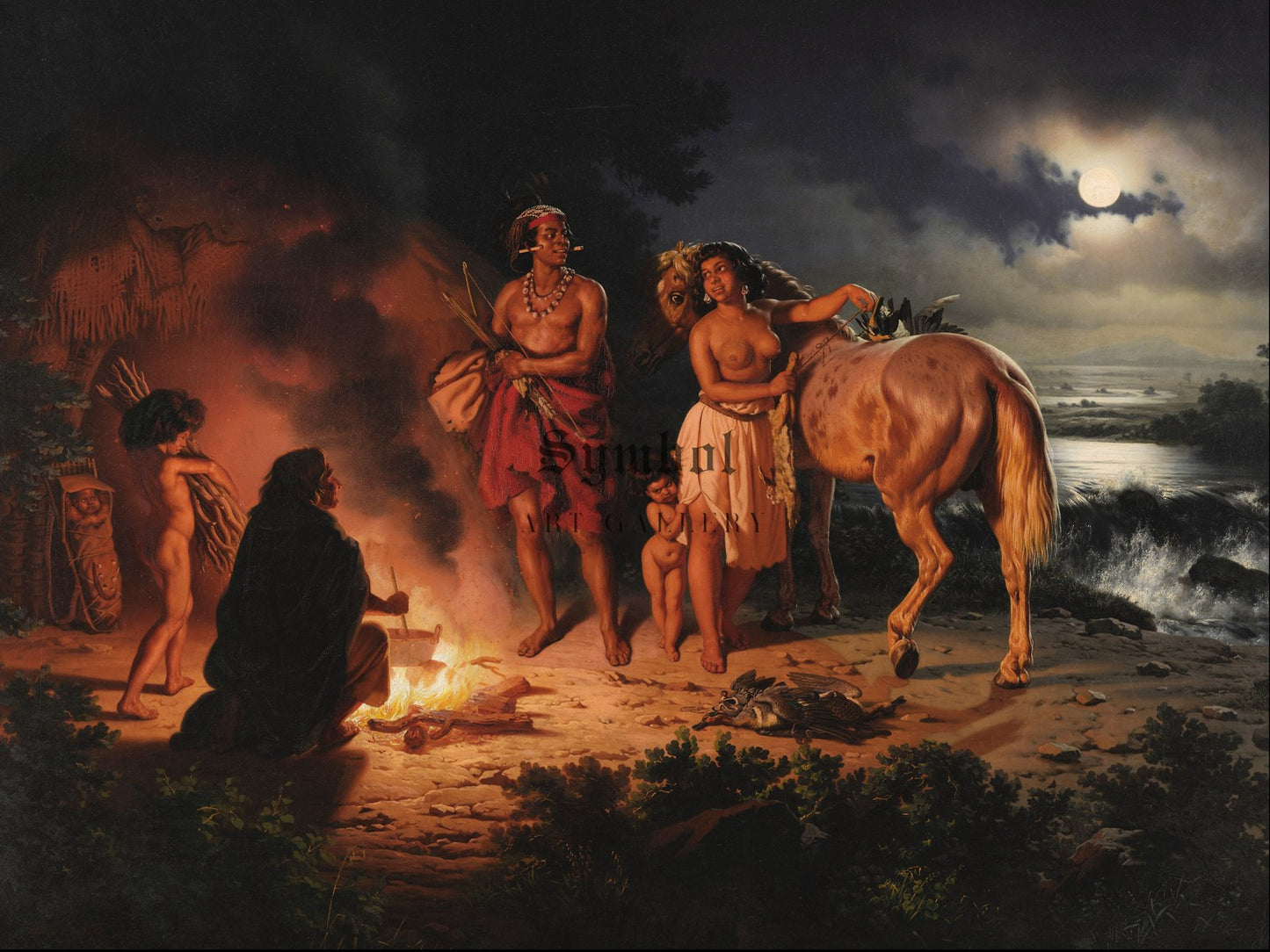 The Indian Camp by Charles Christian Nahl 1874, Wall Art Print, Fine Art Reproduction, Museum Quality Decor, Poster
