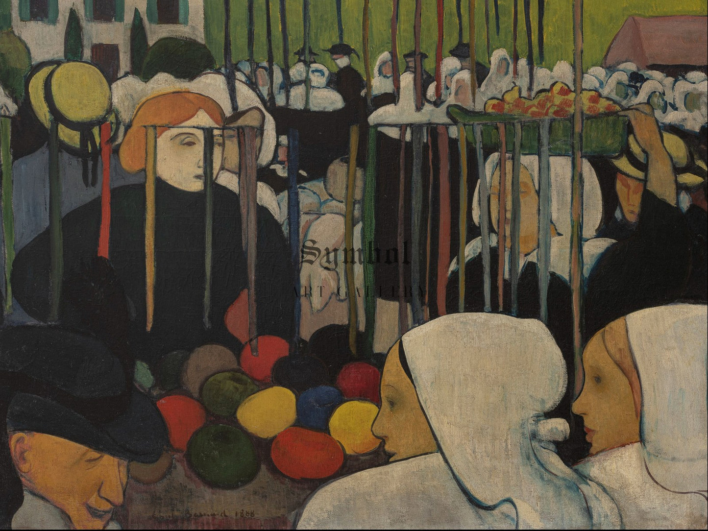 Marché de Pont Aven by Émile Bernard 1888, Wall Art Print, Fine Art Reproduction, Museum Quality Decor, Poster