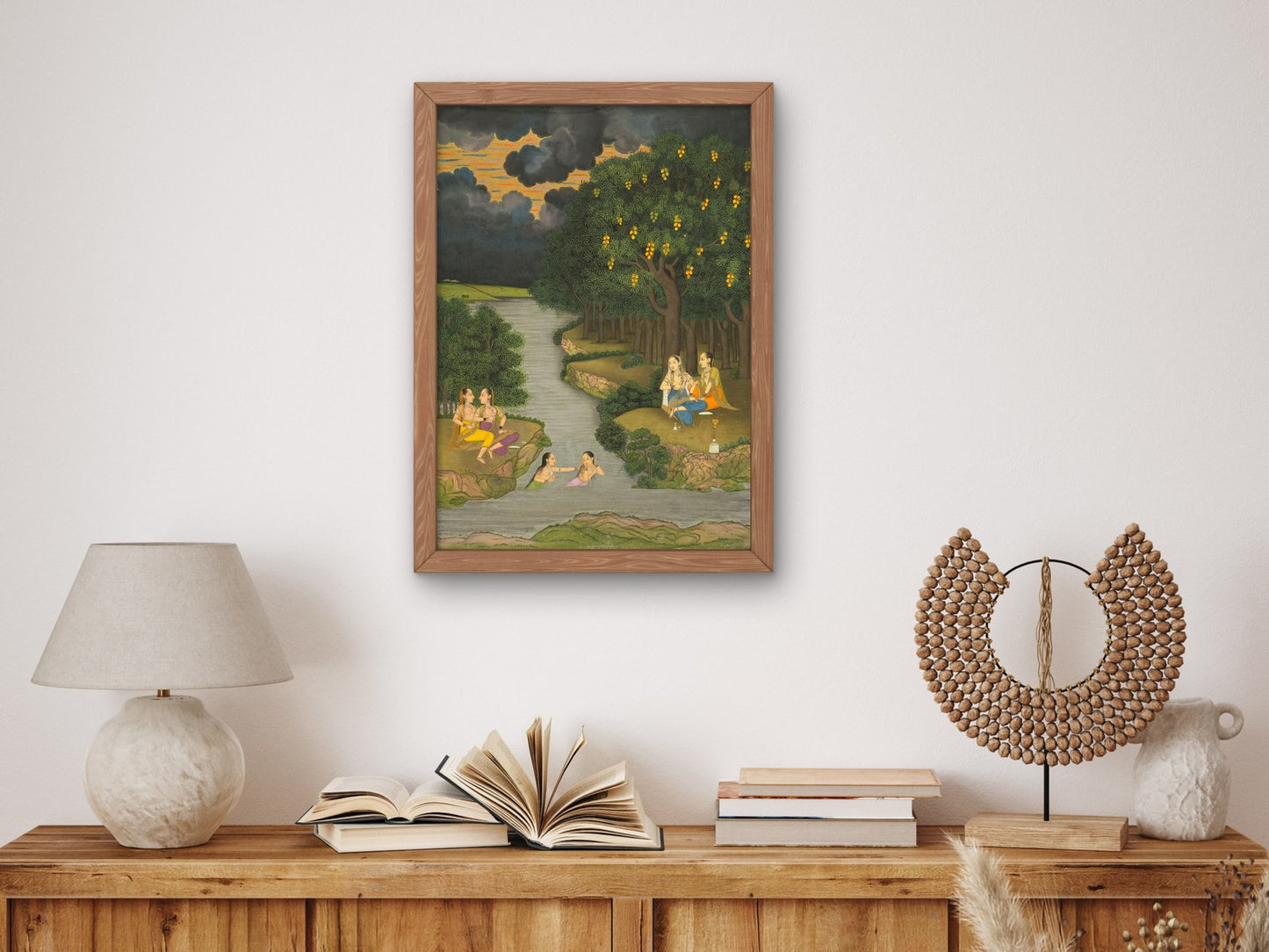 Women Enjoying the River at the Forest's Edge by Hunhar II 1765, Wall Art Print, Fine Art Reproduction, Museum Quality Decor, Poster