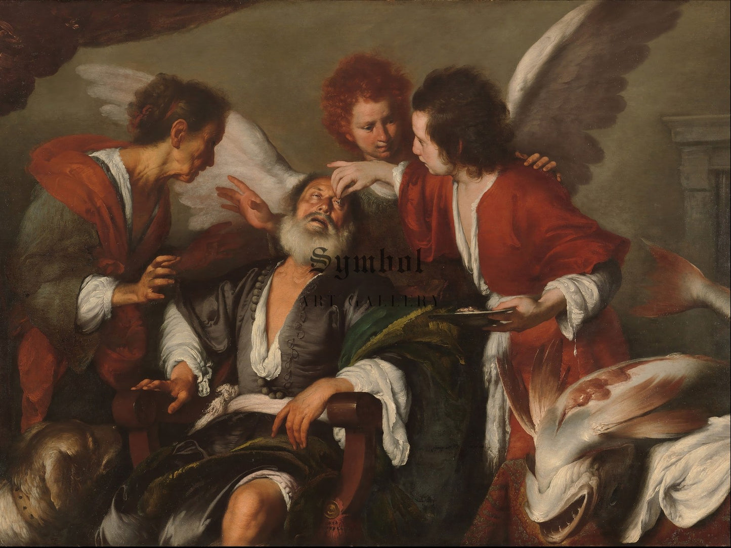 Tobias Curing His Father's Blindness by Bernardo Strozzi 1630, Wall Art Print, Fine Art Reproduction, Museum Quality Decor, Poster