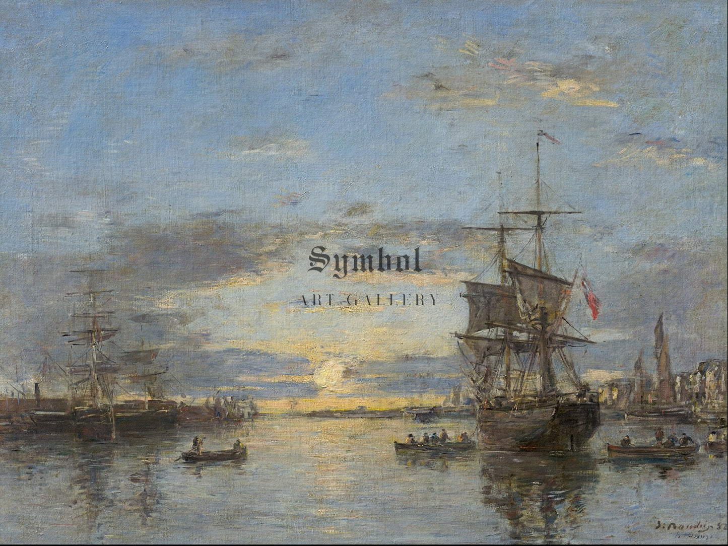The Outer Harbor at Sunset by Eugène Boudin 1882, Wall Art Print, Fine Art Reproduction, Museum Quality Decor, Poster
