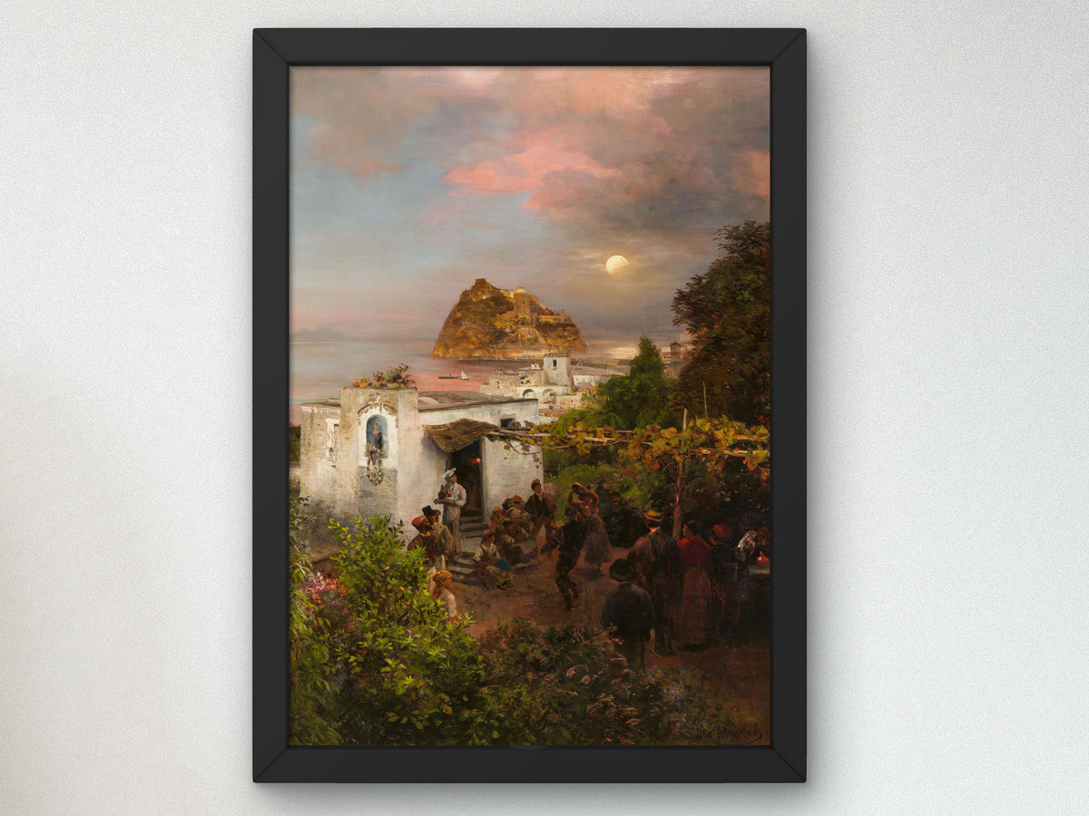 View of Ischia by Oswald Achenbach 1894, Wall Art Print, Fine Art Reproduction, Museum Quality Decor, Poster