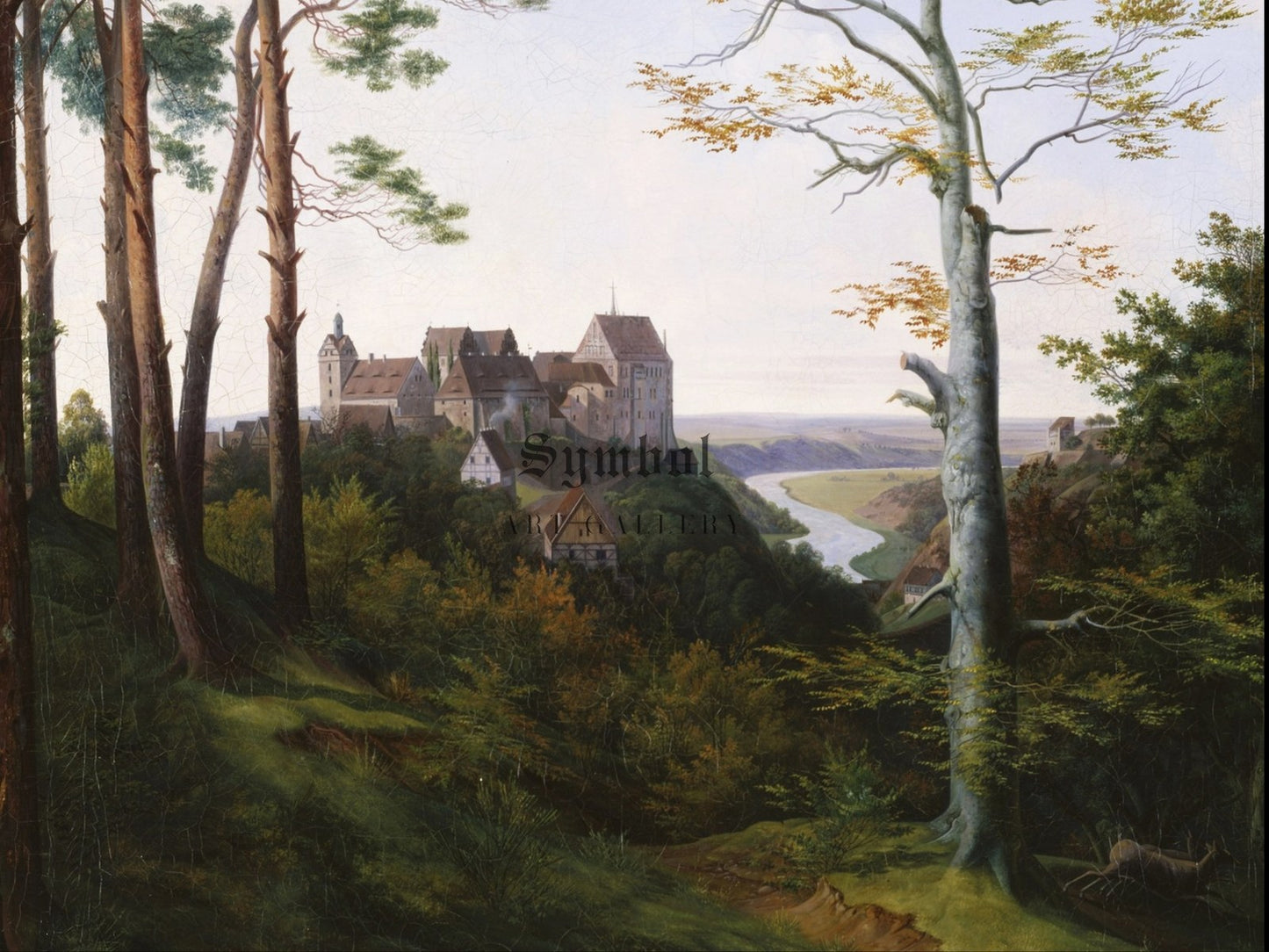 Schloss Colditz by Ernst Ferdinand Oehme 1830, Wall Art Print, Fine Art Reproduction, Museum Quality Decor, Poster
