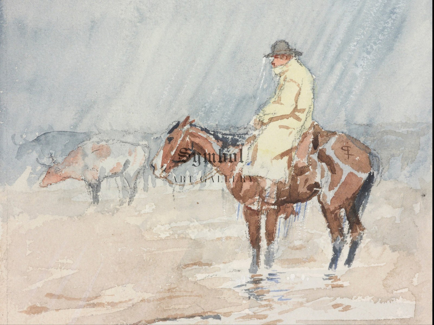Just a Little Rain by Charles Marion Russell 1898, Wall Art Print, Fine Art Reproduction, Museum Quality Decor, Poster