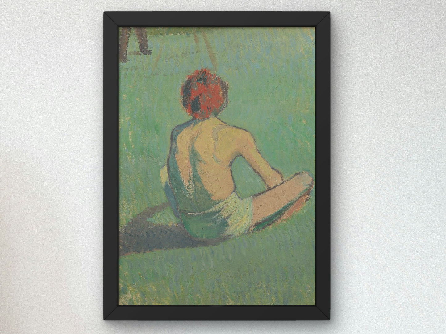 Boy Sitting in the Grass by Émile Bernard 1886, Wall Art Print, Fine Art Reproduction, Museum Quality Decor, Poster