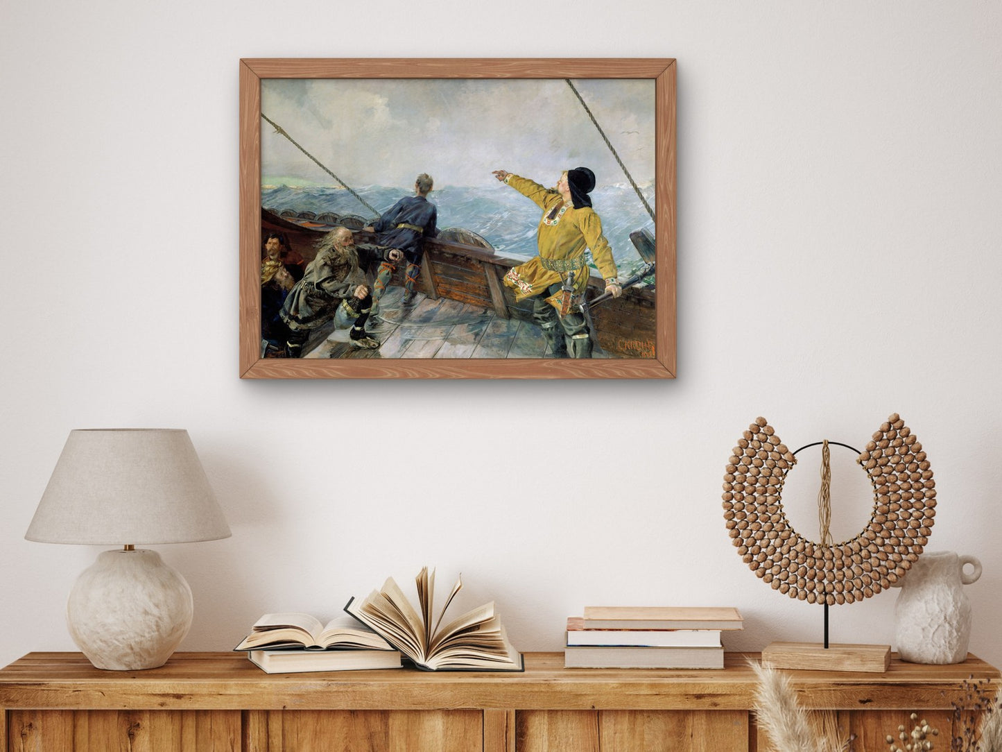 Leiv Erikson discovering America by Christian Krohg 1893, Wall Art Print, Fine Art Reproduction, Museum Quality Decor, Poster