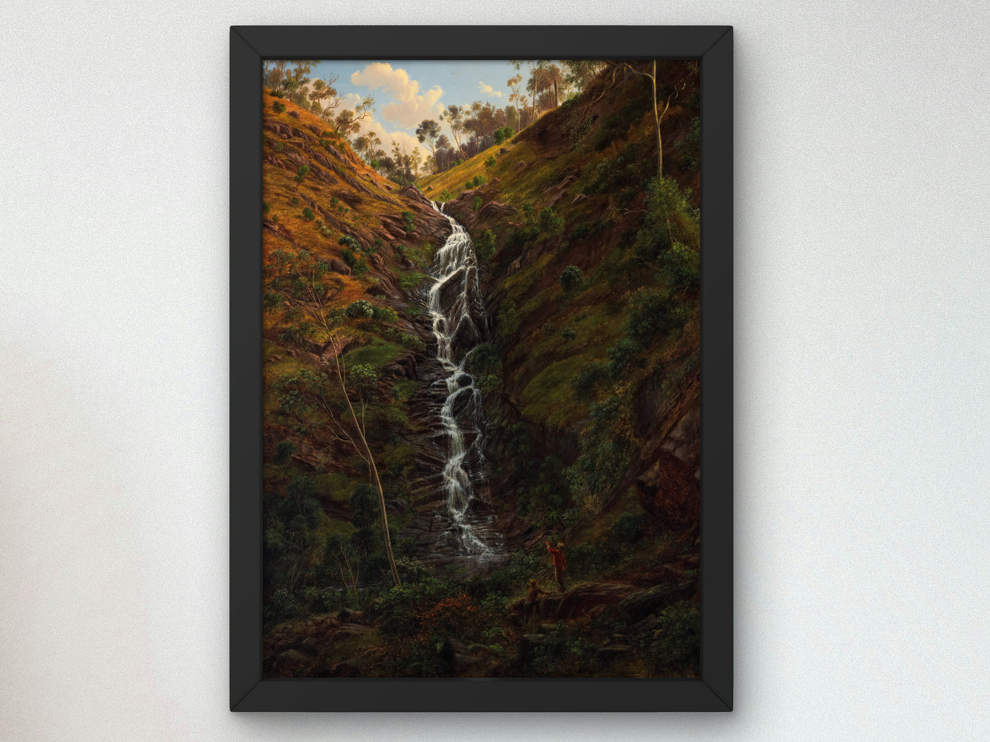 Waterfall, Strath Creek by Eugene von Guérard 1862, Wall Art Print, Fine Art Reproduction, Museum Quality Decor, Poster
