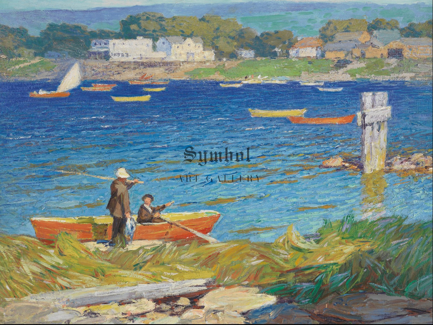 A Days Fishing by Edward Henry Potthast 1923, Wall Art Print, Fine Art Reproduction, Museum Quality Decor, Poster