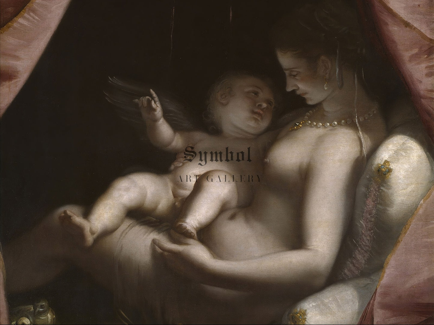 Venus and Cupid by Luca Cambiaso 1570, Wall Art Print, Fine Art Reproduction, Museum Quality Decor, Poster