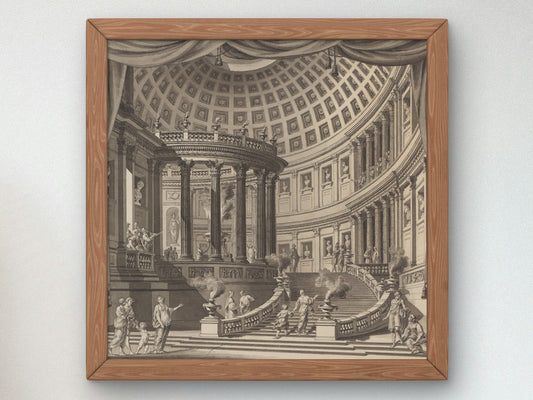 Design for a Stage Curtain, The Interior of an Elaborate Temple Dedicated to Illustrious Men by Ennemond Alexandre Petitot 1780