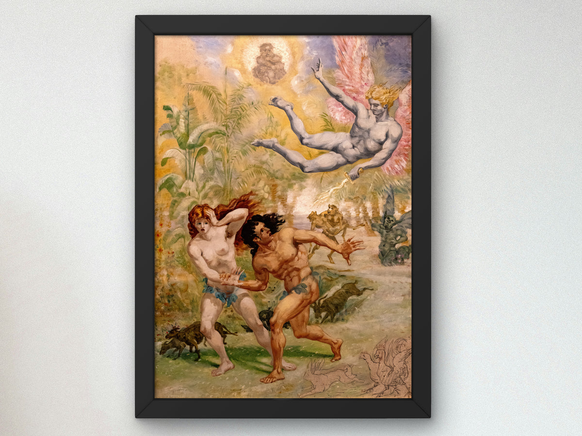 Eve and Adam Expelled from Paradise by Jean Baptiste Cariven, Wall Art Print, Fine Art Reproduction, Museum Quality Decor, Poster