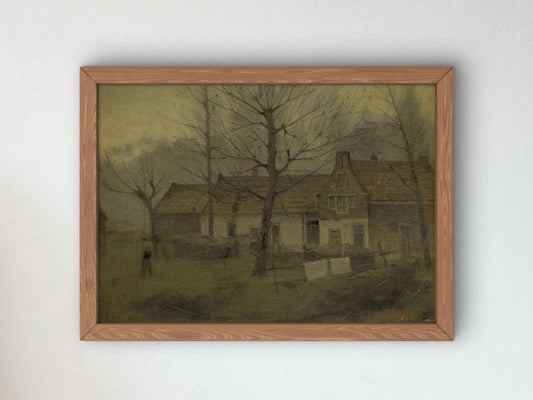 Houses in a Village by Eduard Karsen 1885, Wall Art Print, Fine Art Reproduction, Museum Quality Decor, Poster