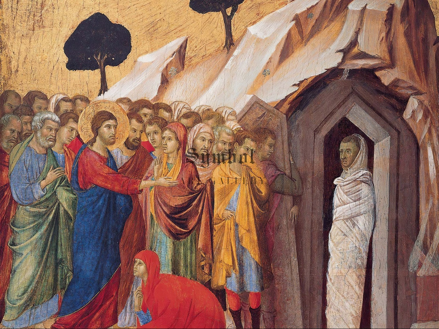 The Raising of Lazarus by Duccio di Buoninsegna 1311, Wall Art Print, Fine Art Reproduction, Museum Quality Decor, Poster