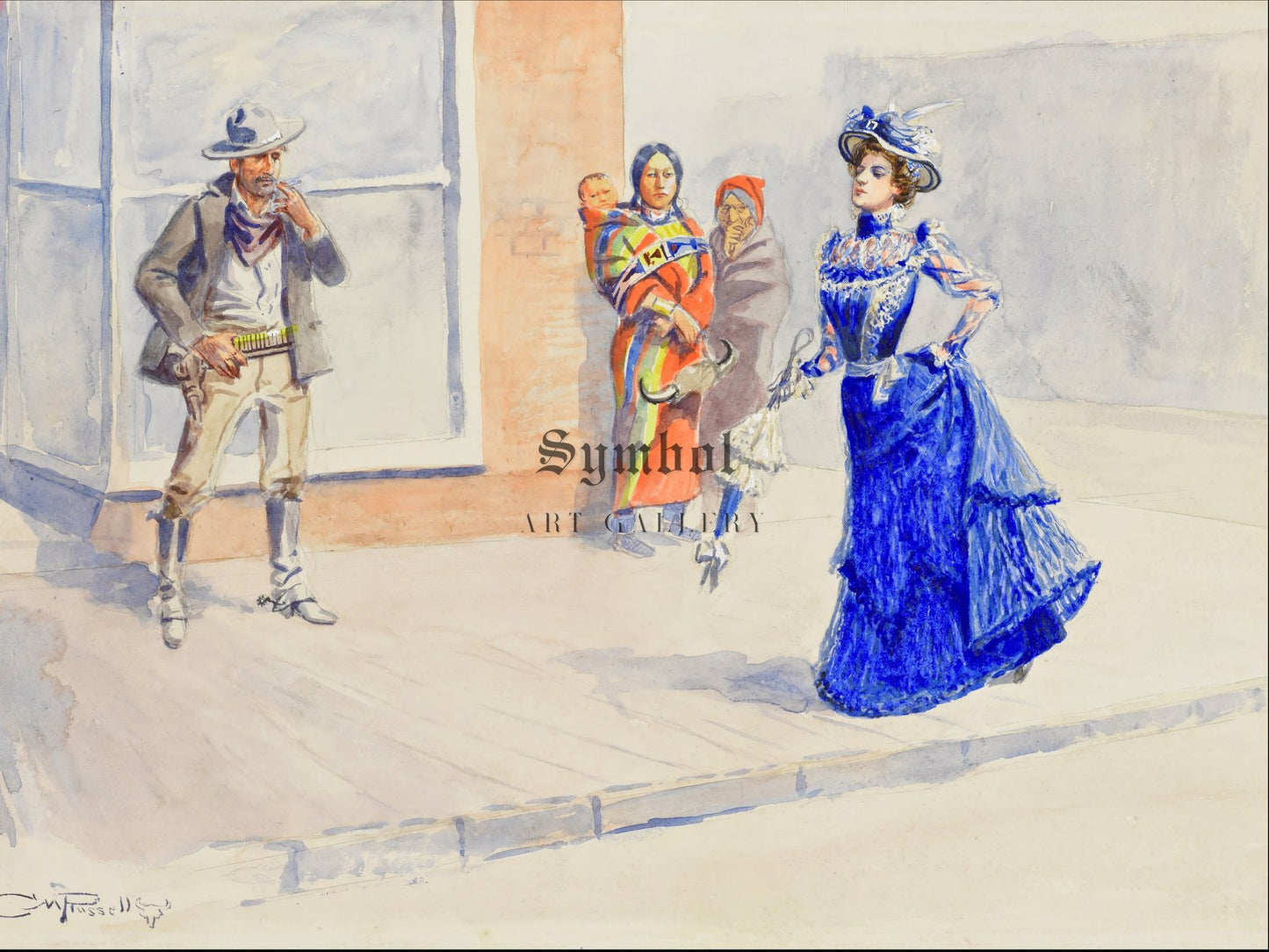 When East Meets West by Charles Marion Russell 1907, Wall Art Print, Fine Art Reproduction, Museum Quality Decor, Poster