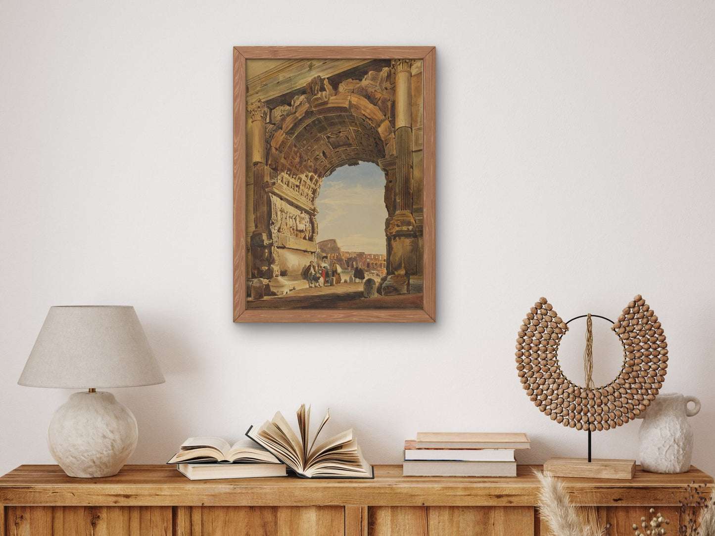 The Arch of Titus and the Coliseum Rome by Thomas Hartley Cromek 1846, Wall Art Print, Fine Art Reproduction, Museum Quality Decor, Poster
