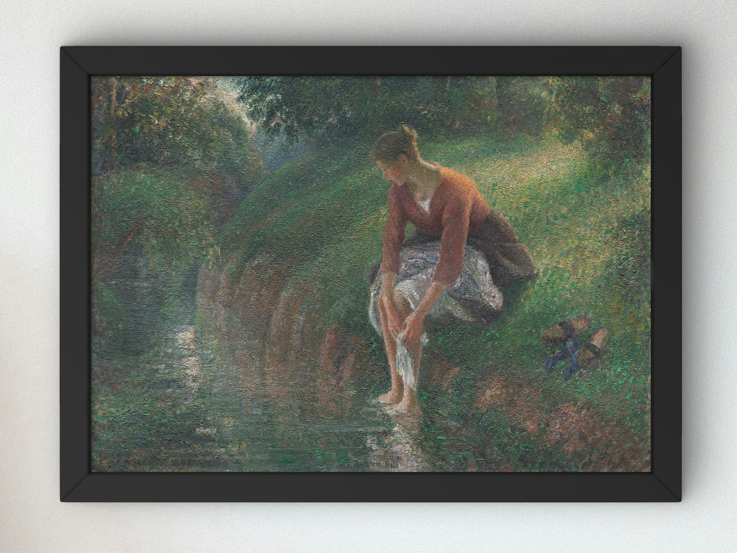 Woman Bathing Her Feet in a Brook by Camille Pissarro 1895, Wall Art Print, Fine Art Reproduction, Museum Quality Decor, Poster