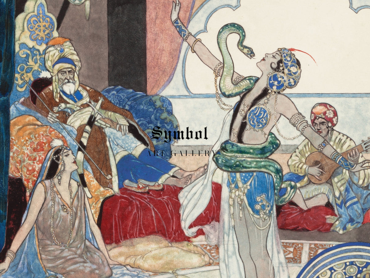 The Snake Charmer by René Bull, Wall Art Print, Fine Art Reproduction, Museum Quality Decor, Poster