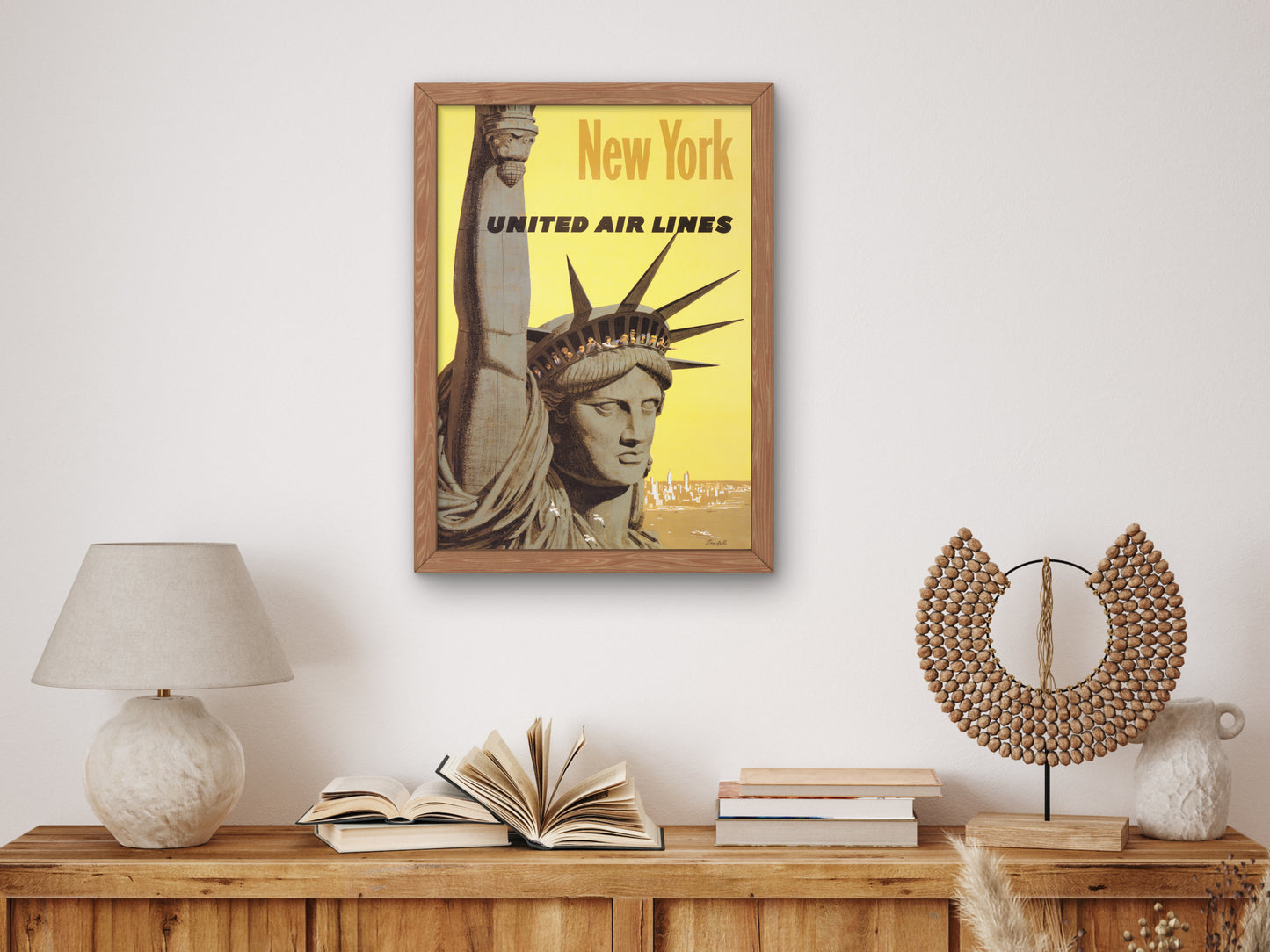 New York United Air Lines by Stanley Galli 1960, Wall Art Print, Fine Art Reproduction, Museum Quality Decor, Poster