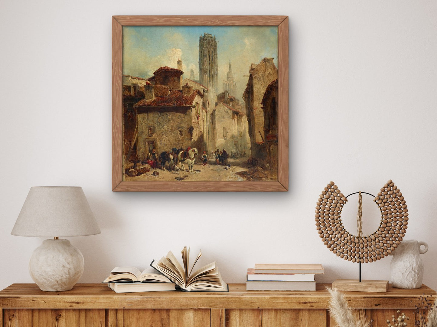 In a Flemish City by Eduard Hildebrandt 1843, Wall Art Print, Fine Art Reproduction, Museum Quality Decor, Poster