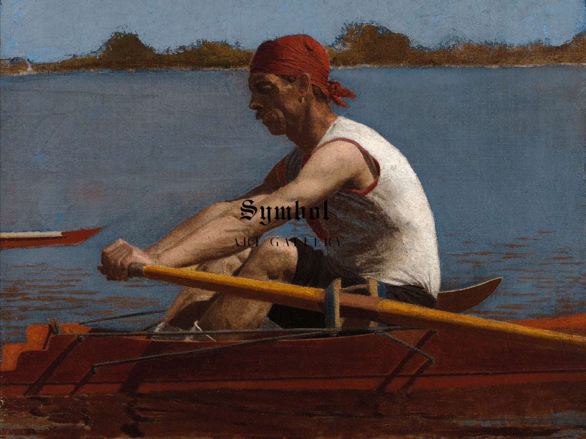 John Biglin in a Single Scull by Thomas Eakins 1874, Wall Art Print, Fine Art Reproduction, Museum Quality Decor, Poster
