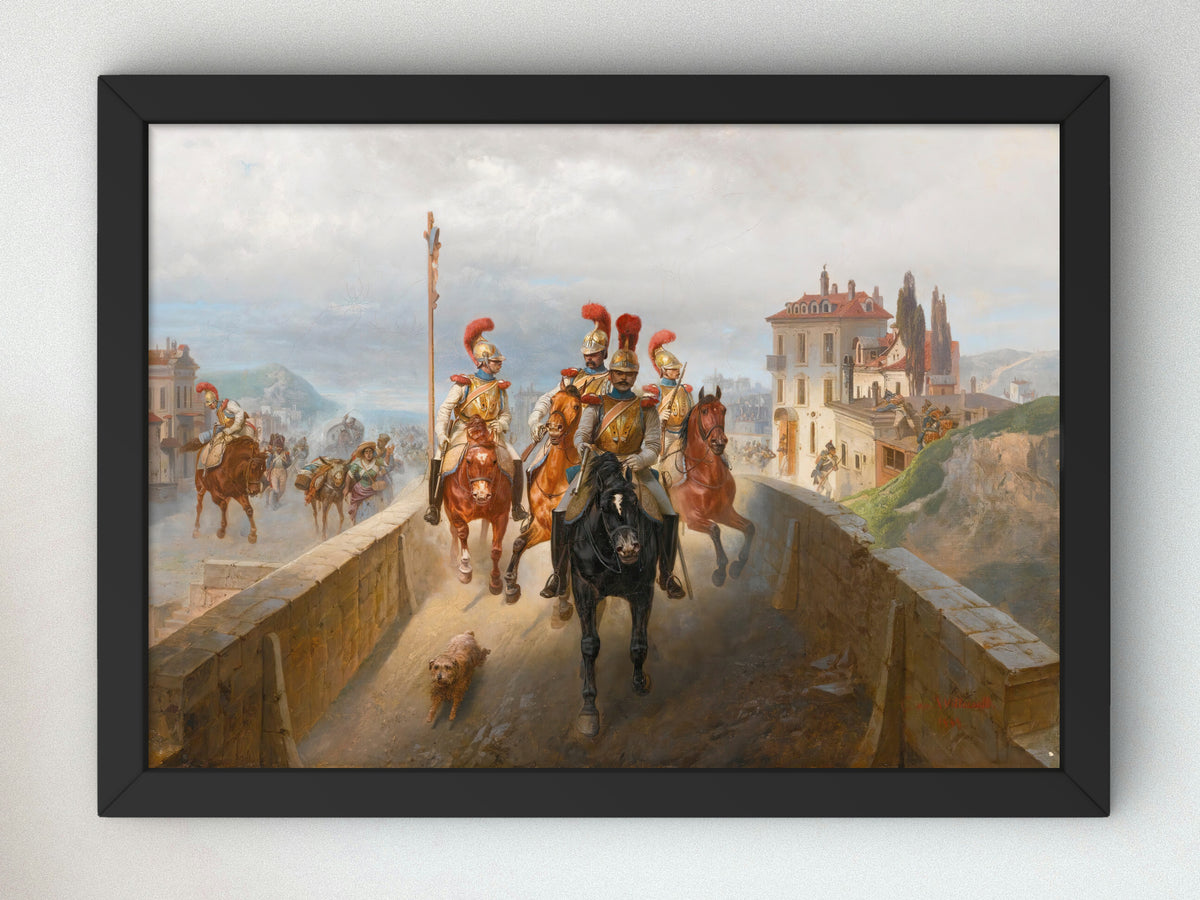 Napoleonic Troops by Bogdan Pavlovich Villevalde 1884, Wall Art Print, Fine Art Reproduction, Museum Quality Decor, Poster