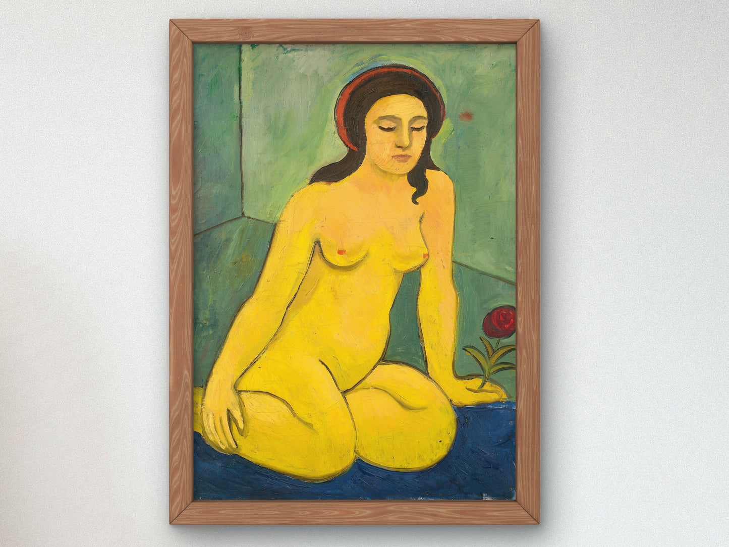 Nude Girl with Red Flower by August Macke 1911, Wall Art Print, Fine Art Reproduction, Museum Quality Decor, Poster