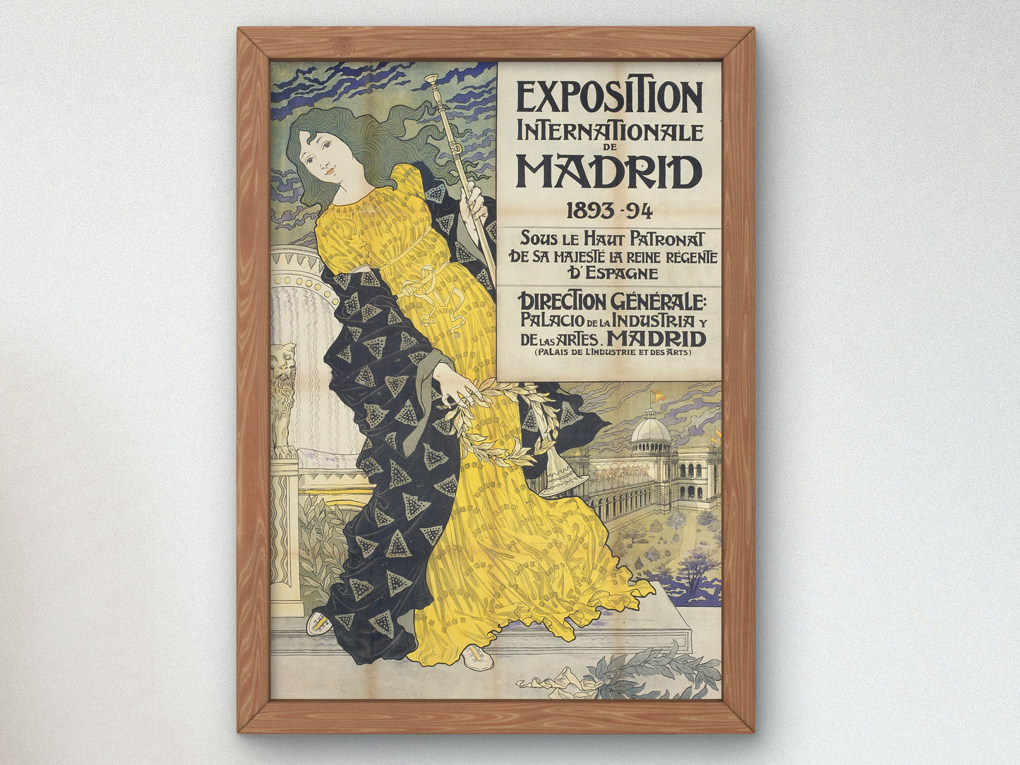 Exposition Internationale de Madrid by Eugène Grasset 1893, Wall Art Print, Fine Art Reproduction, Museum Quality Decor, Poster