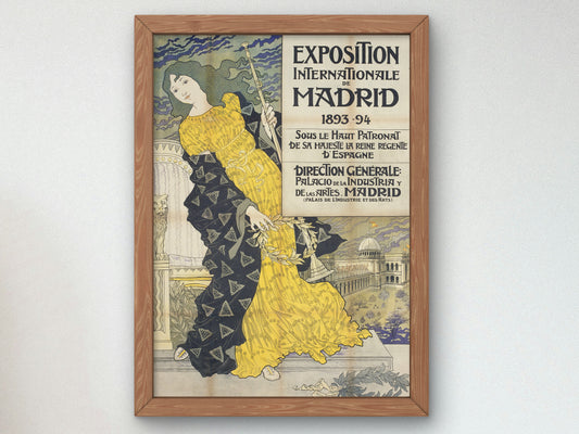 Exposition Internationale de Madrid by Eugène Grasset 1893, Wall Art Print, Fine Art Reproduction, Museum Quality Decor, Poster