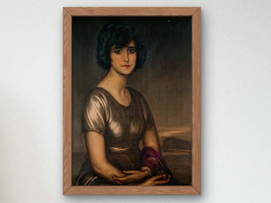 Portrait of a Young Lady by Julio Romero de Torres, Wall Art Print, Fine Art Reproduction, Museum Quality Decor, Poster
