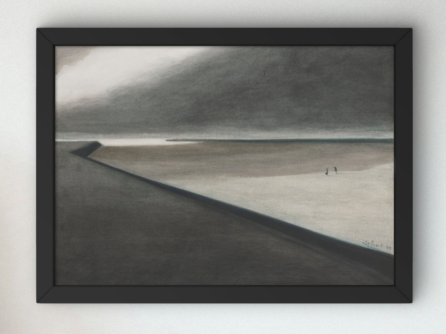 Digue and Beach by Léon Spilliaert 1907, Wall Art Print, Fine Art Reproduction, Museum Quality Decor, Poster
