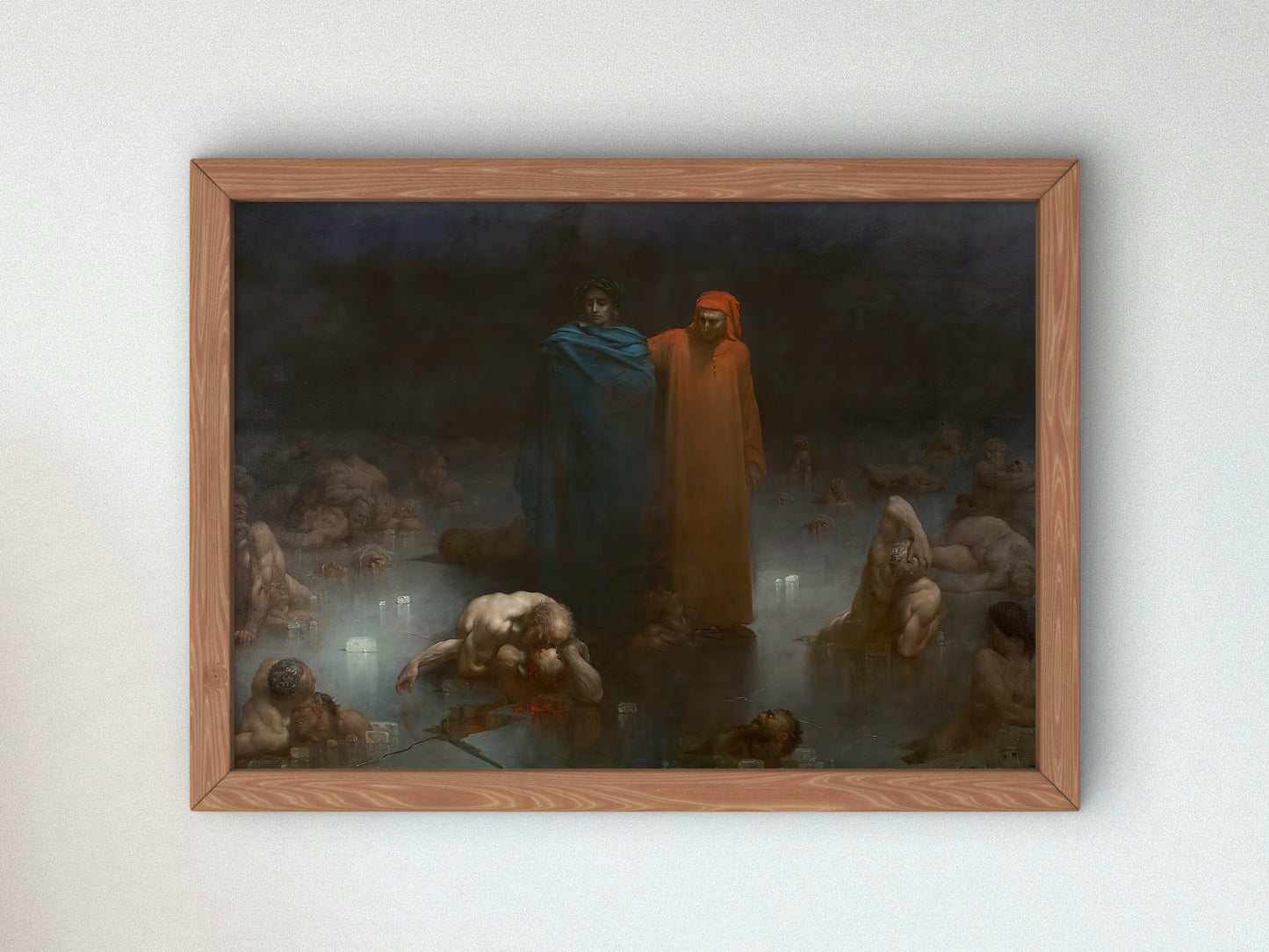 Dante and Virgil in the Ninth Circle of Hell by Gustave Doré 1861, Wall Art Print, Fine Art Reproduction, Museum Quality Decor, Poster