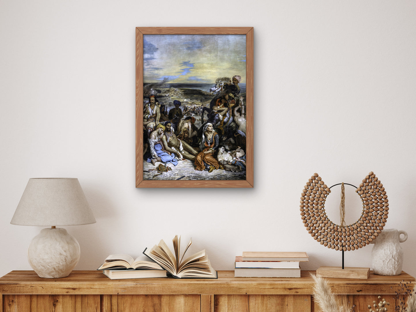 Scène des massacres de Scio, familles grecques attendant la mort ou l'esclavage by Eugène Delacroix 1824, Wall Art Print