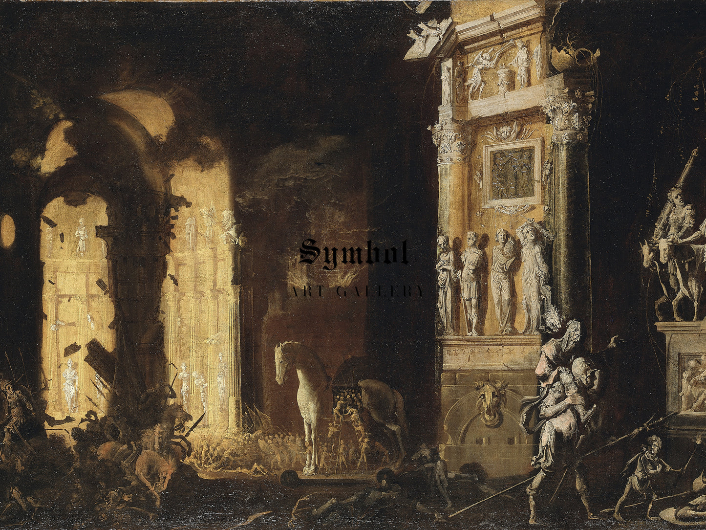 The Burning of Troy with the Flight of Aeneas and Anchises by François de Nomé, Wall Art Print, Fine Art Reproduction, Museum Quality Decor