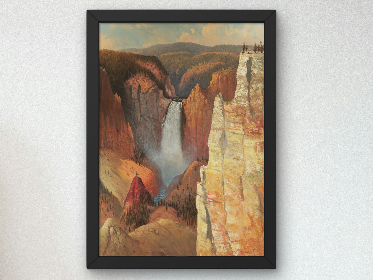 Yellowstone Falls by Cyrenius Hall 1870, Wall Art Print, Fine Art Reproduction, Museum Quality Decor, Poster