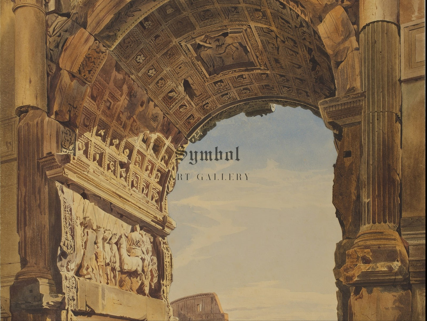 The Arch of Titus and the Coliseum Rome by Thomas Hartley Cromek 1846, Wall Art Print, Fine Art Reproduction, Museum Quality Decor, Poster