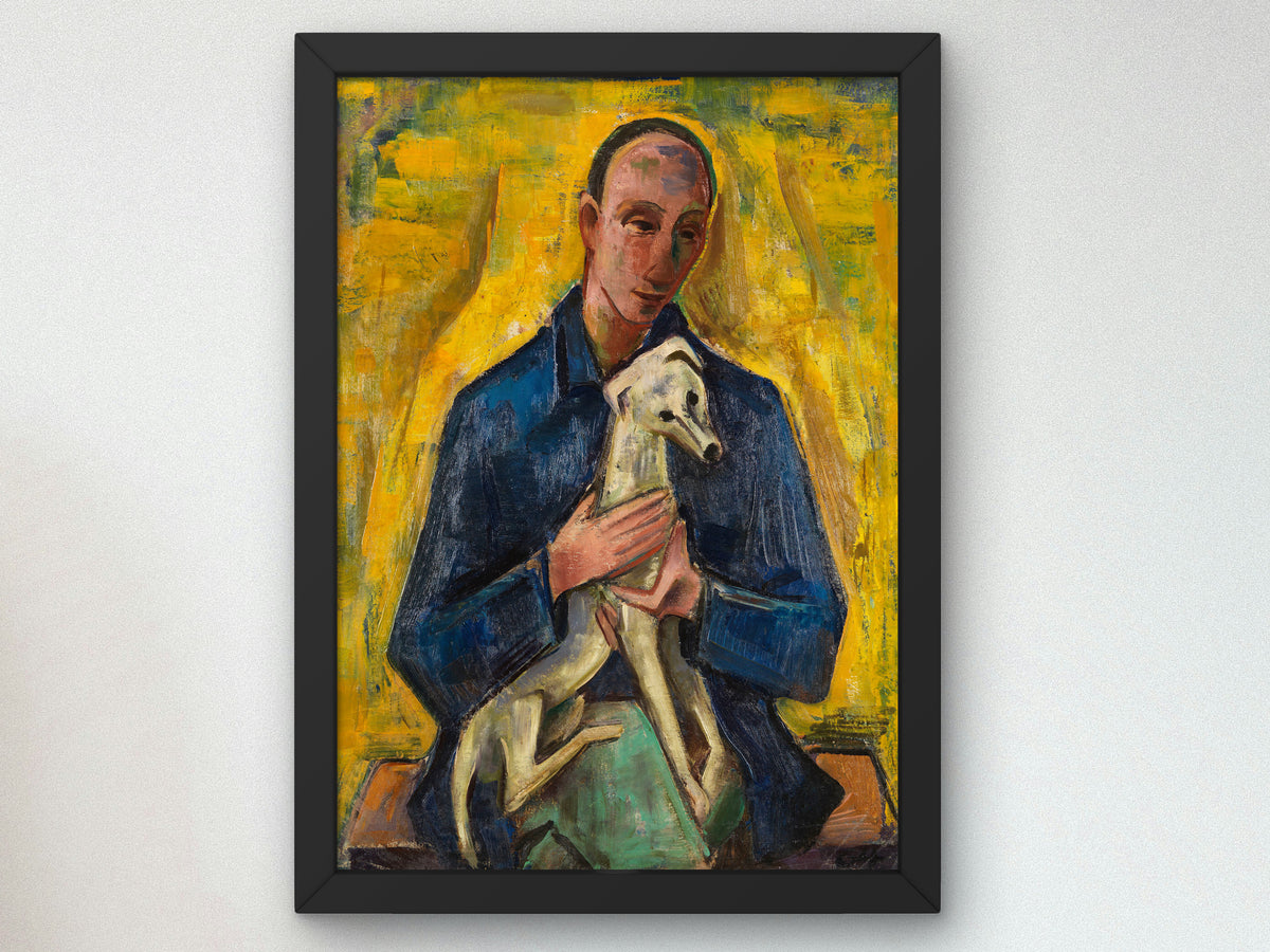 Man with Dog by Karl Hofer 1918, Wall Art Print, Fine Art Reproduction, Museum Quality Decor, Poster