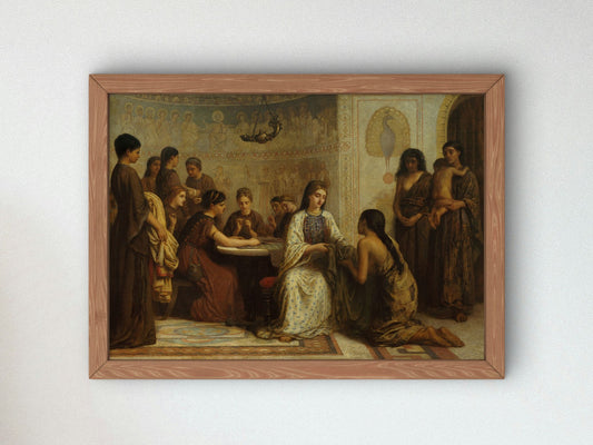 Dorcas Meeting in the 6th Century by Edwin Long 1873, Wall Art Print, Fine Art Reproduction, Museum Quality Decor, Poster