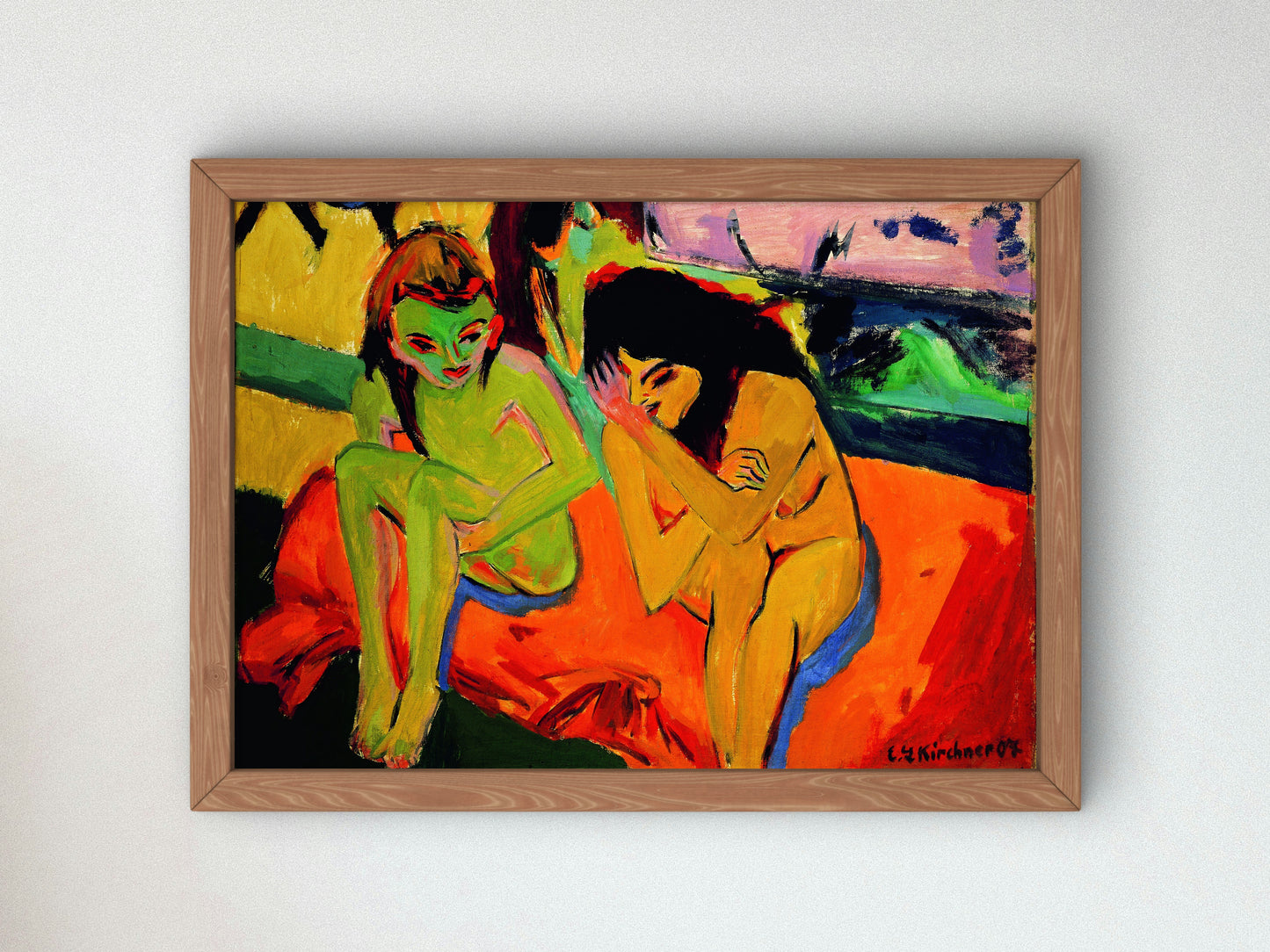 Two Girls by Ernst Ludwig Kirchner 1910, Wall Art Print, Fine Art Reproduction, Museum Quality Decor, Poster