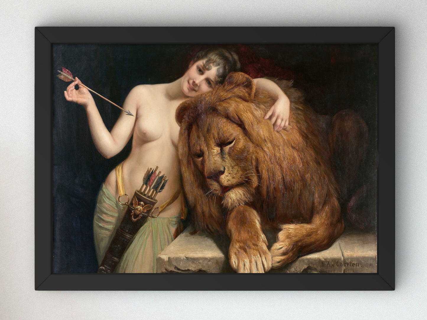 Diana and the Lion by Angelo von Courten, Wall Art Print, Fine Art Reproduction, Museum Quality Decor, Poster
