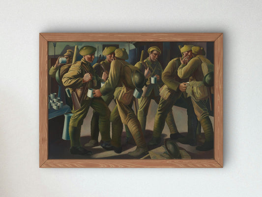The Arrival of a Leave Train Victoria Station by Bernard Meninsky 1919, Wall Art Print, Fine Art Reproduction, Museum Quality Decor, Poster