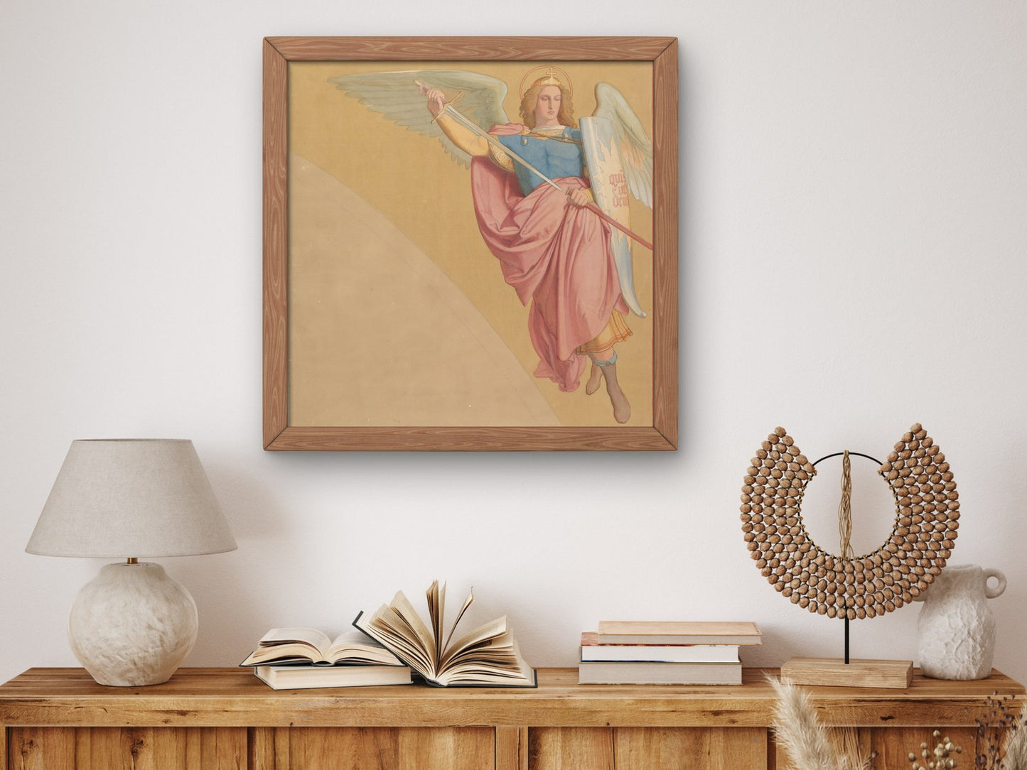 Archangel Drawing a Sword by Edward von Steinle 1825, Wall Art Print, Fine Art Reproduction, Museum Quality Decor, Poster