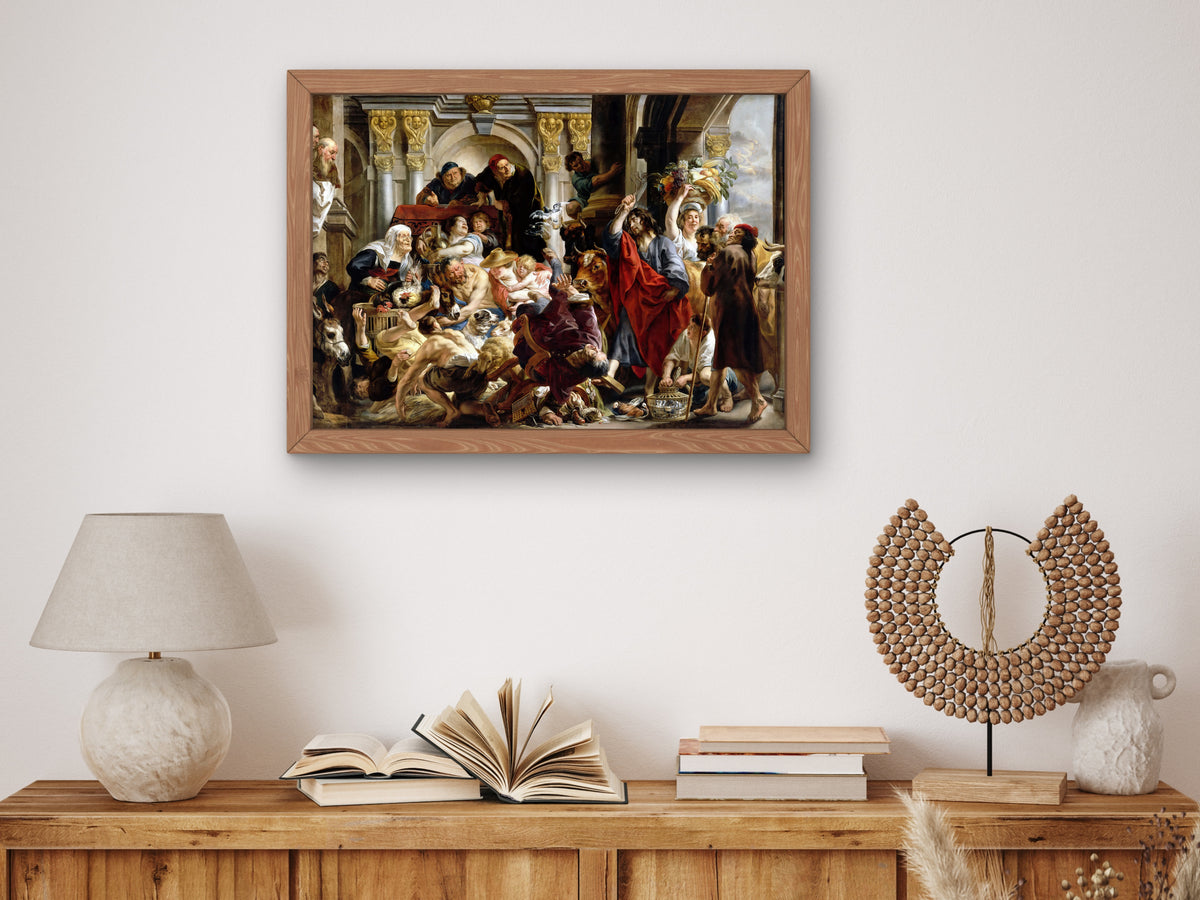 Jesus Driving the Merchants from the Temple by Jacob Jordaens 1645, Wall Art Print, Fine Art Reproduction, Museum Quality Decor, Poster