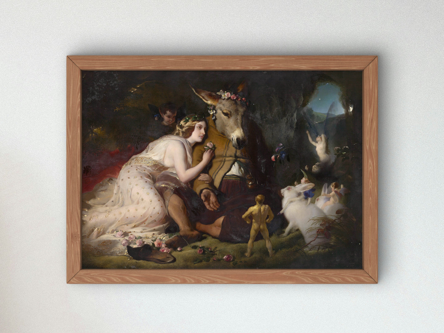 Scene from a Midsummer Night's Dream. Titania and Bottom by Edwin Henry Landseer 1851, Wall Art Print, Fine Art Reproduction, Museum Quality