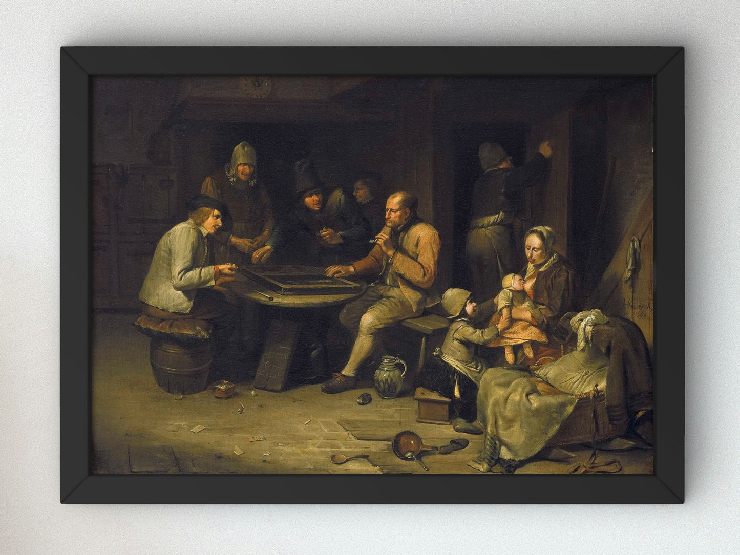 Inn with Backgammon Players by Egbert van Heemskerk II 1669, Wall Art Print, Fine Art Reproduction, Museum Quality Decor, Poster