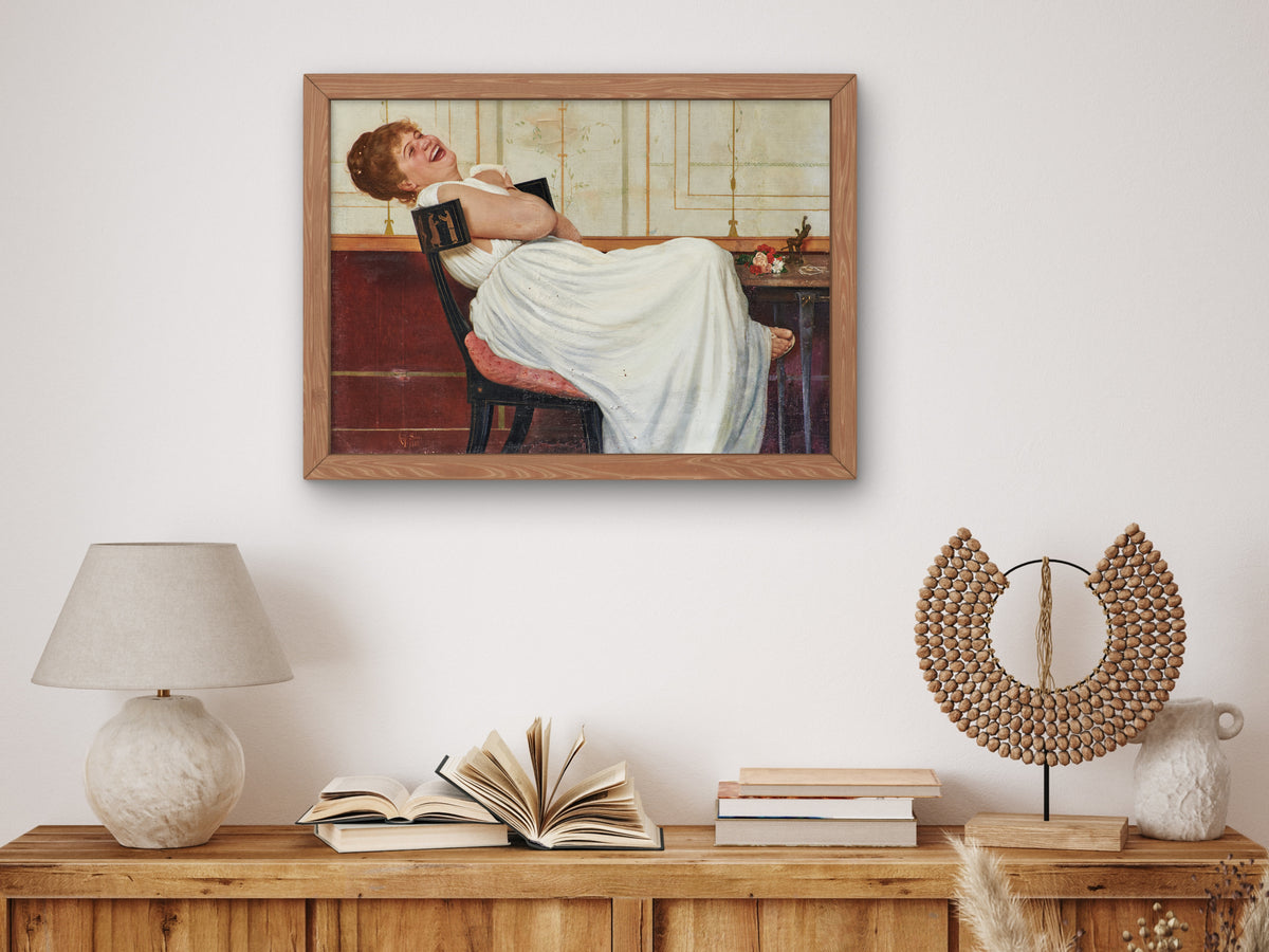 Laughing Girl by Raffaello Sorbi 1881, Wall Art Print, Fine Art Reproduction, Museum Quality Decor, Poster