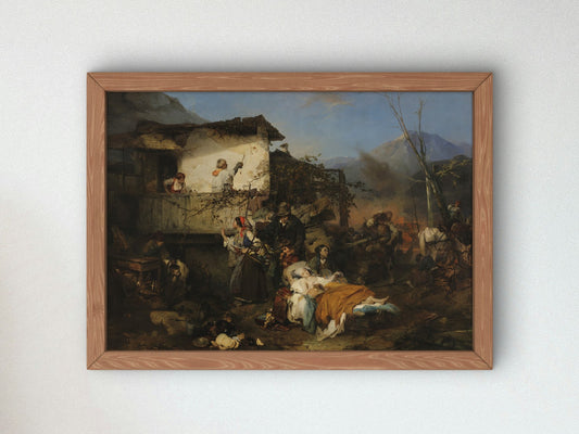 Refugees from a Burned Village by Domenico Induno 1851, Wall Art Print, Fine Art Reproduction, Museum Quality Decor, Poster
