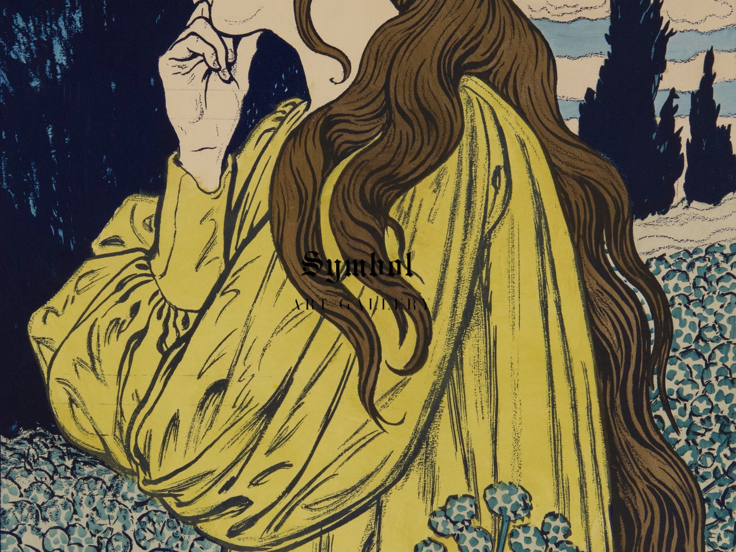 Méditation by Eugène Grasset 1897, Wall Art Print, Fine Art Reproduction, Museum Quality Decor, Poster
