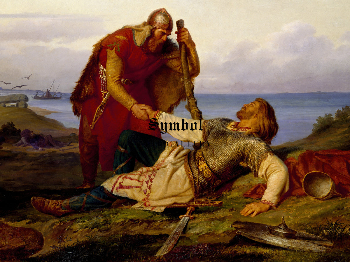 Hjalmar Parting from Orvar Odd after the Fight on Samsö by Mårten Eskil Winge 1866, Wall Art Print, Fine Art Reproduction, Museum Quality