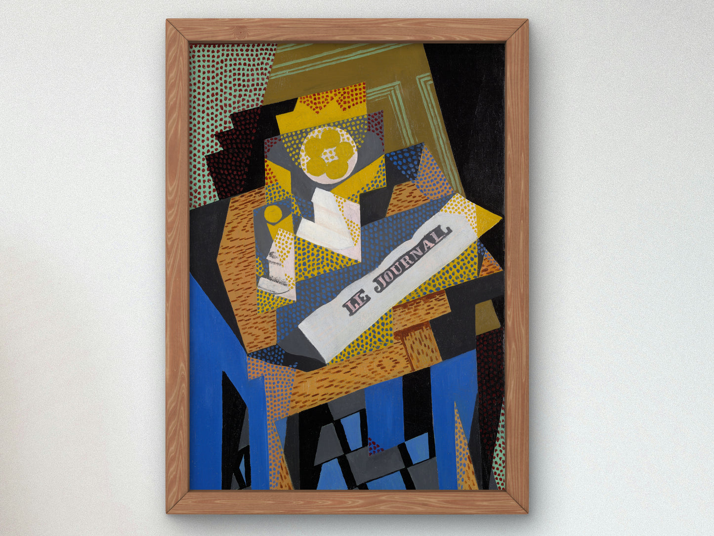 Newspaper and Fruit Dish by Juan Gris 1916, Wall Art Print, Fine Art Reproduction, Museum Quality Decor, Poster