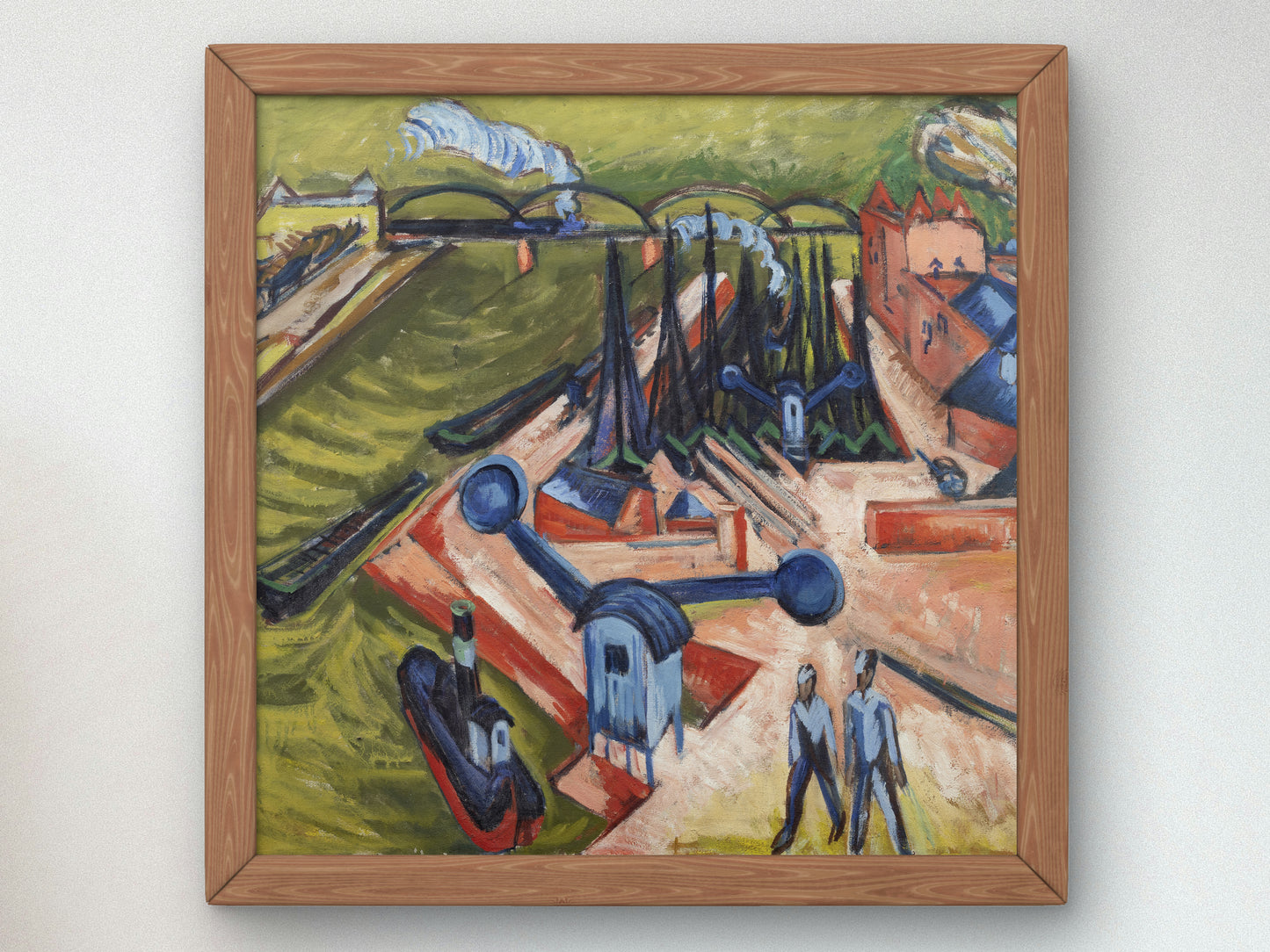 Western Harbour in Frankfurt am Main by Ernst Ludwig Kirchner 1916, Wall Art Print, Fine Art Reproduction, Museum Quality Decor, Poster